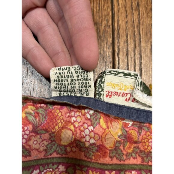 April Cornell Plaid Floral Tulips SMALL Square COTTON Table Cloth 33x30" - Picture 6 of 9